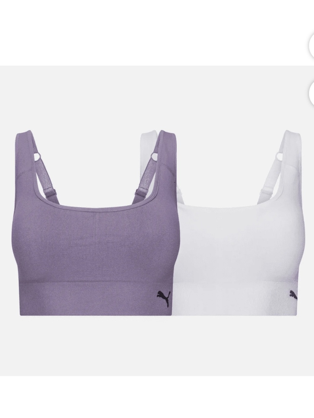 NWT PUMA Women's Seamless Scoop Sports Bra - Lavender & White (2-Pack)